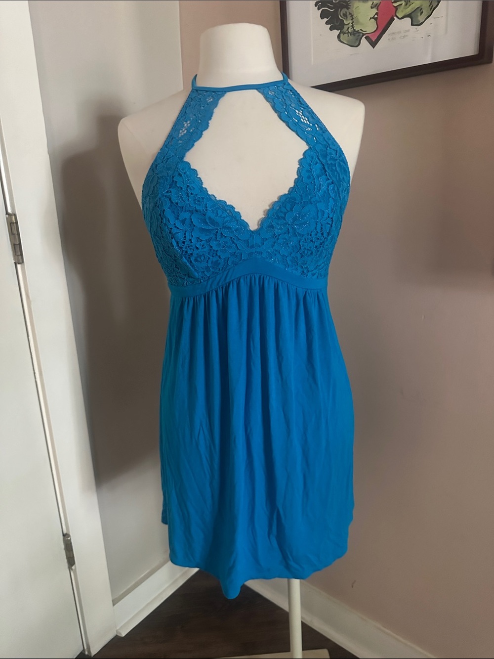 Soma Blue Lace Halter Short Nightgown